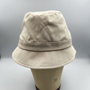 NEW! Talbots Khaki Beige Bucket Hat Bow Lined Canvas Crushable Cloche Trim OS